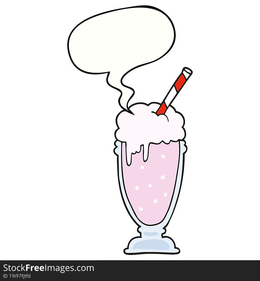 cartoon milkshake and speech bubble