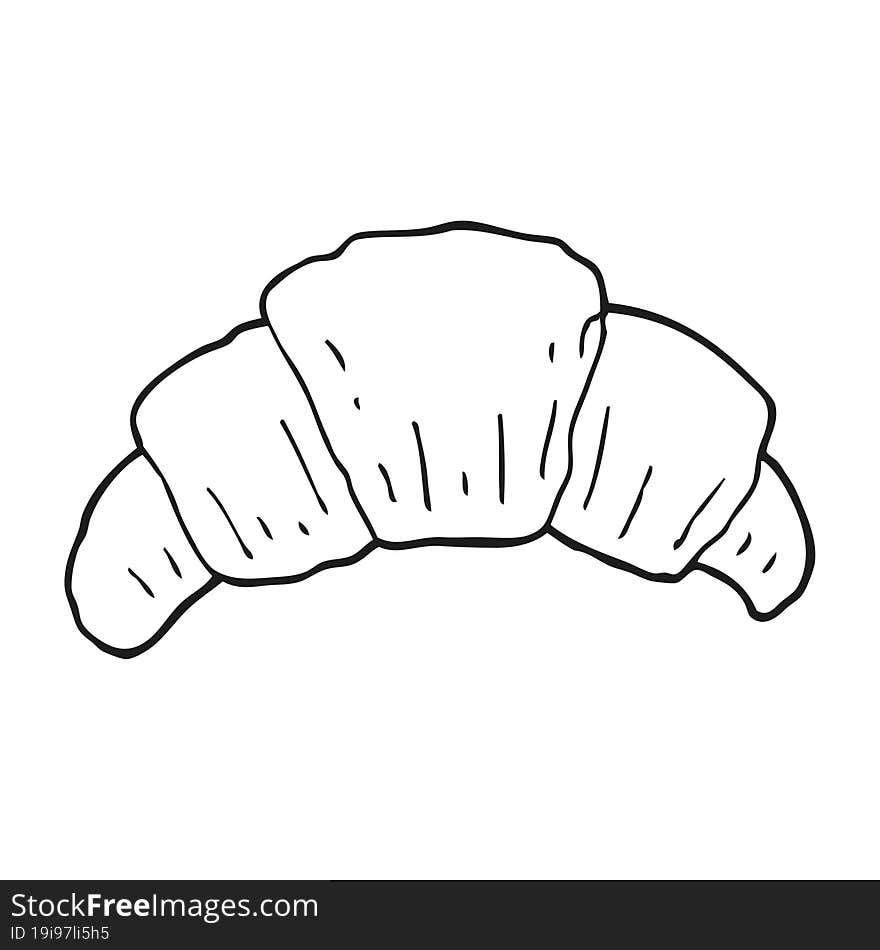 black and white cartoon croissant