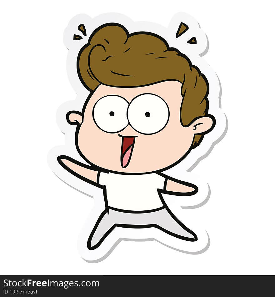 sticker of a cartoon excited man