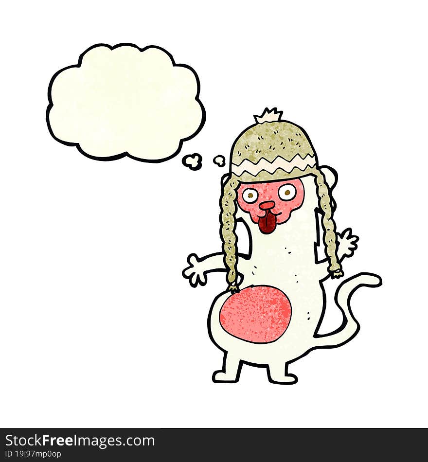 funny cartoon monkey with thought bubble