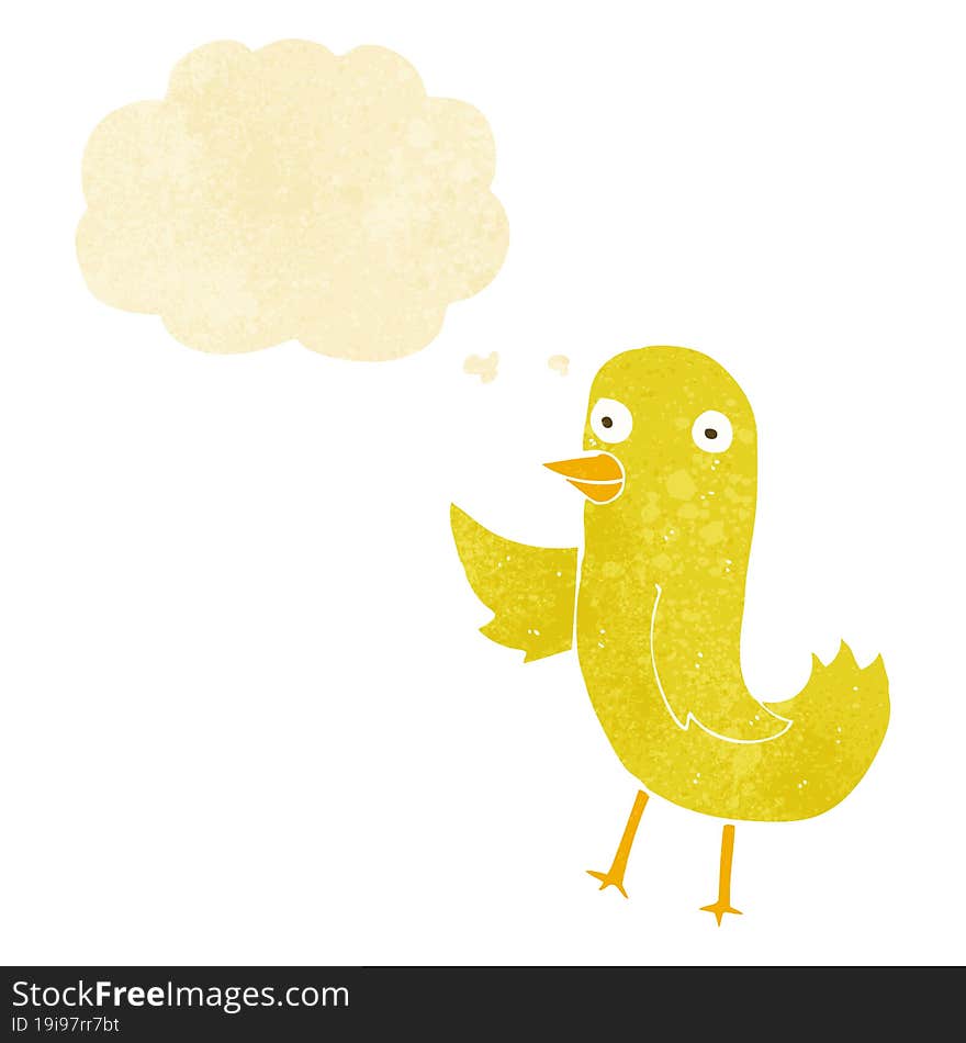 Funny Cartoon Bird With Thought Bubble