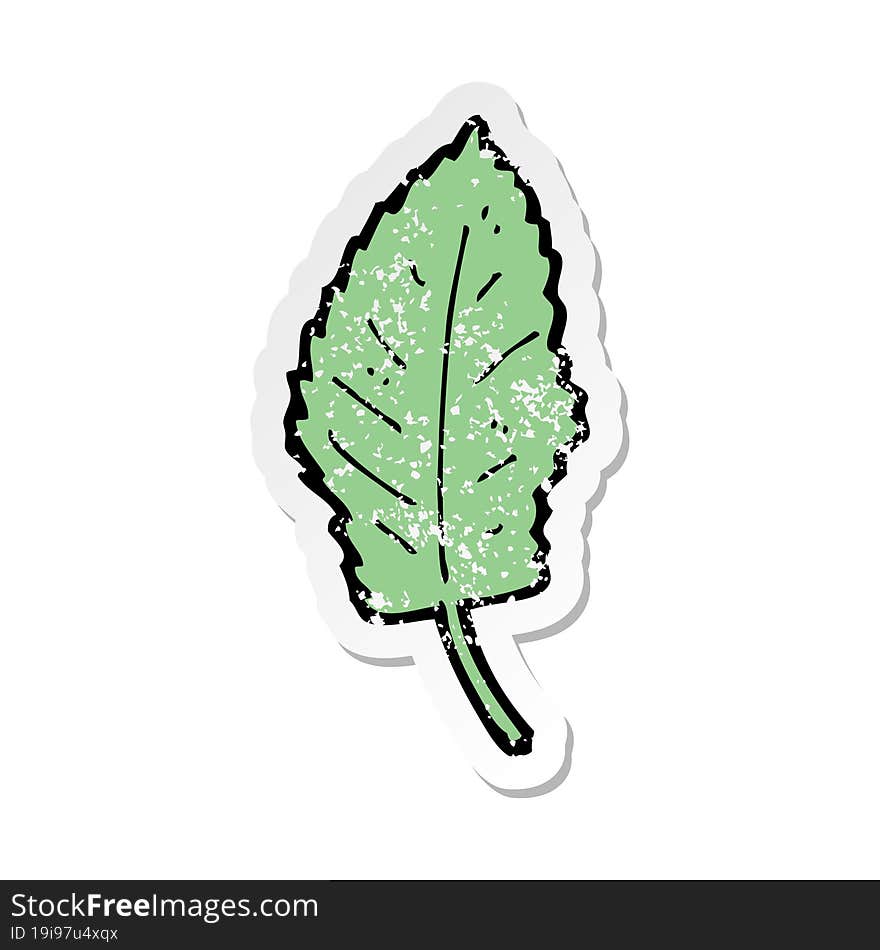 Retro Distressed Sticker Of A Cartoon Leaf Symbol