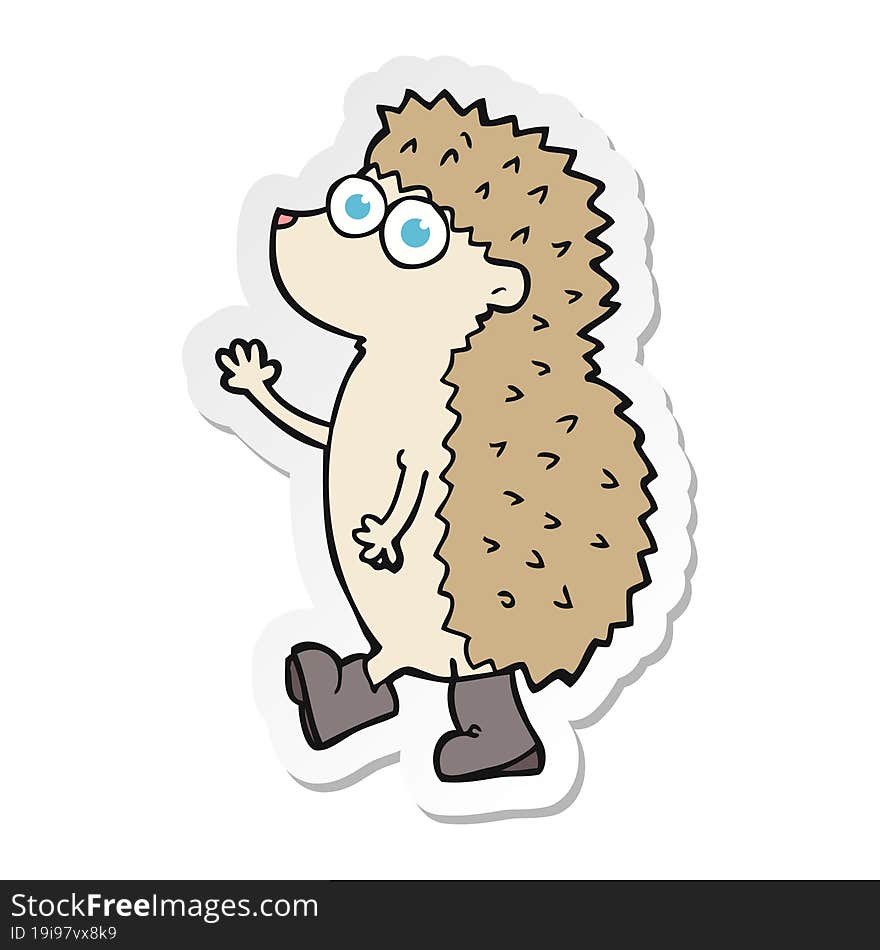 Sticker Of A Cute Cartoon Hedgehog