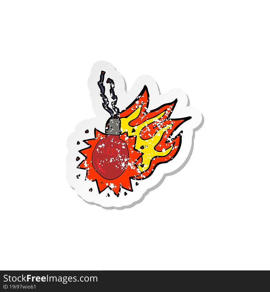 Retro Distressed Sticker Of A Cartoon Red Hot Light Bulb