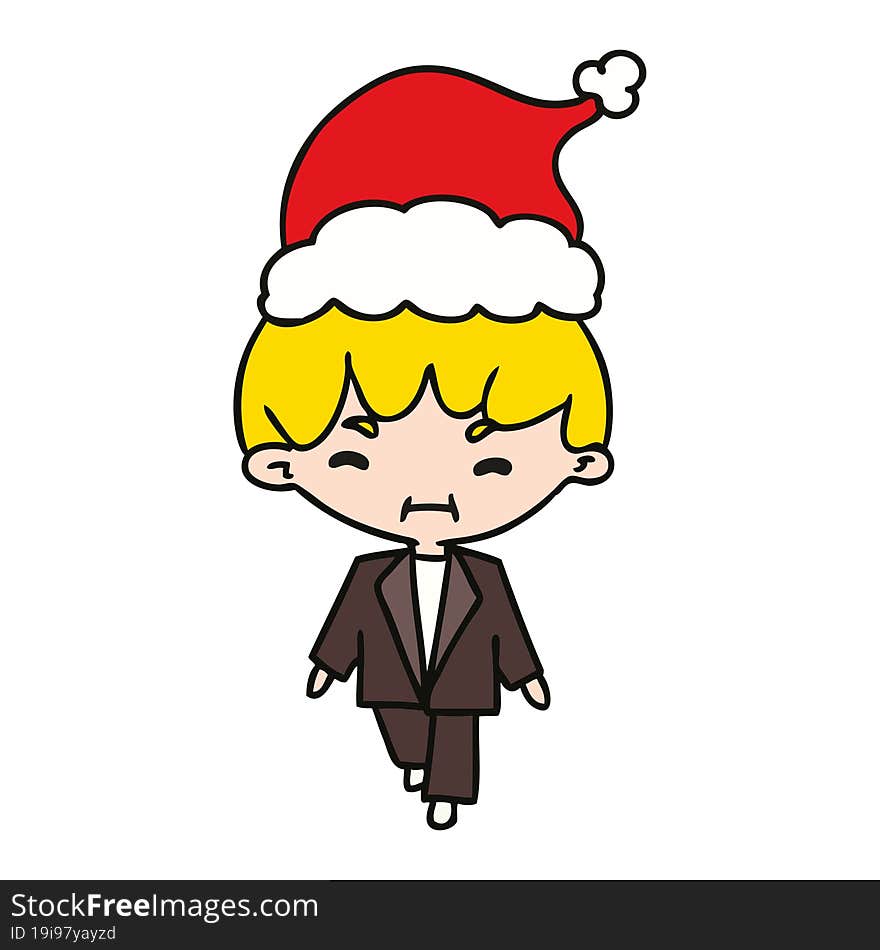 hand drawn christmas cartoon of kawaii boy