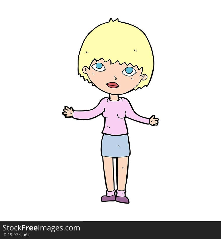 cartoon woman shrugging