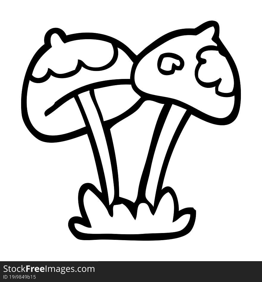 line drawing cartoon mushroom