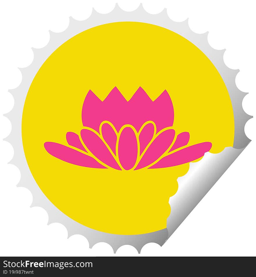 circular peeling sticker cartoon of a flower