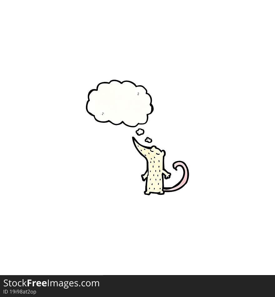 cartoon white mouse with thought bubble