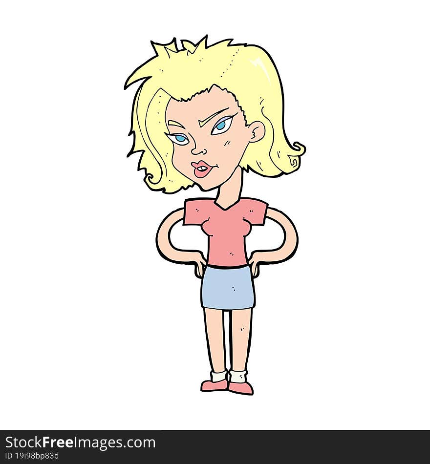 Cartoon Woman With Hands On Hips