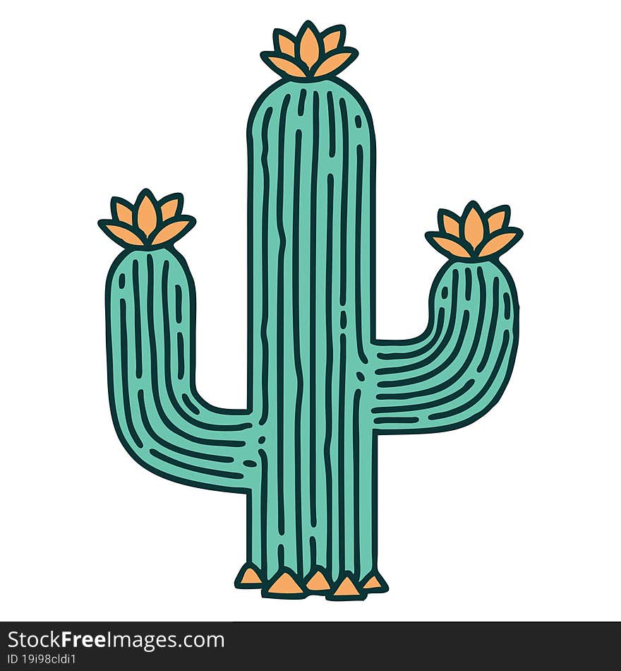 Tattoo Style Icon Of A Cactus