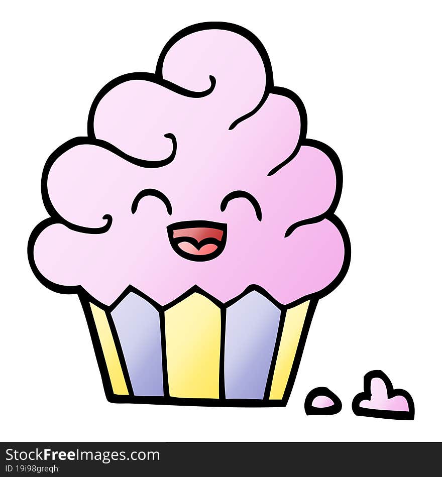 Vector Gradient Illustration Cartoon Cupcake