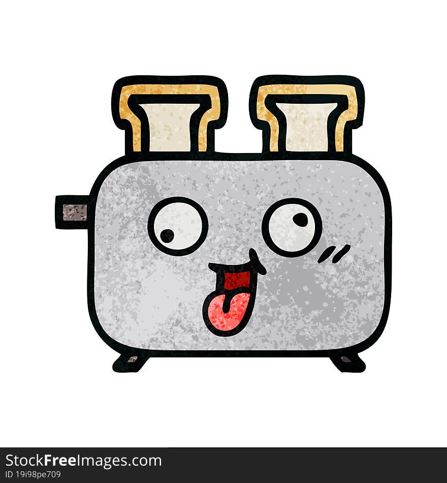 retro grunge texture cartoon of a toaster