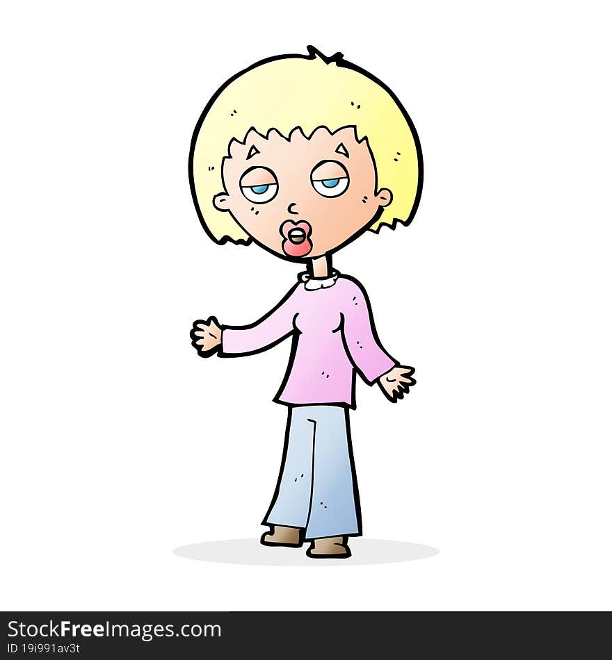 Cartoon Tired Woman