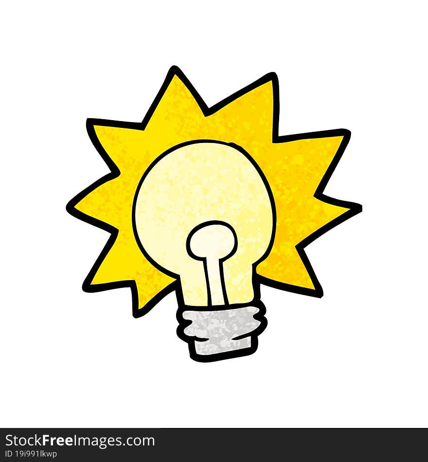 cartoon shining light bulb. cartoon shining light bulb