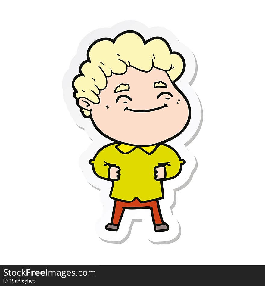 sticker of a cartoon friendly man