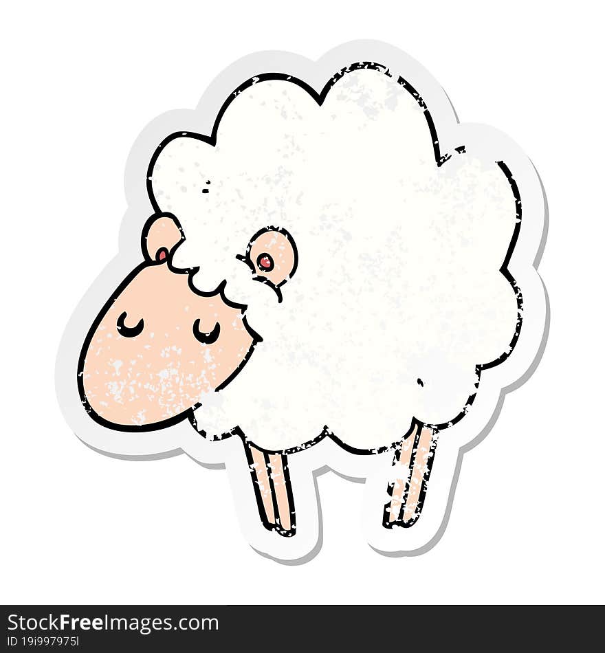 distressed sticker of a cartoon sheep