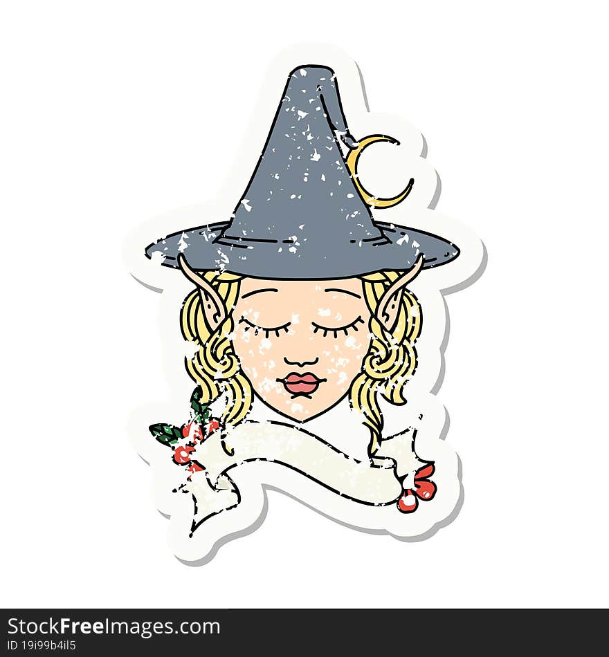 elf mage character face grunge sticker