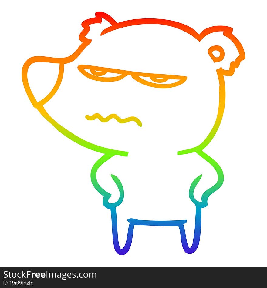 rainbow gradient line drawing angry bear polar cartoon