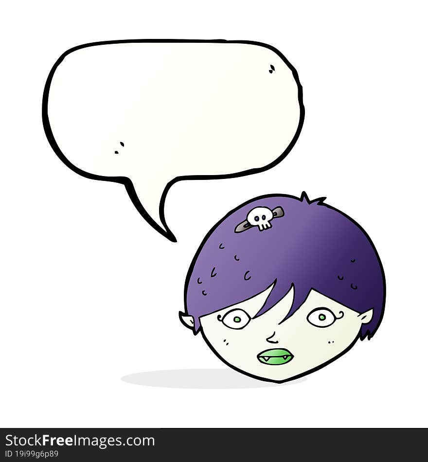 cartoon vampire face with speech bubble