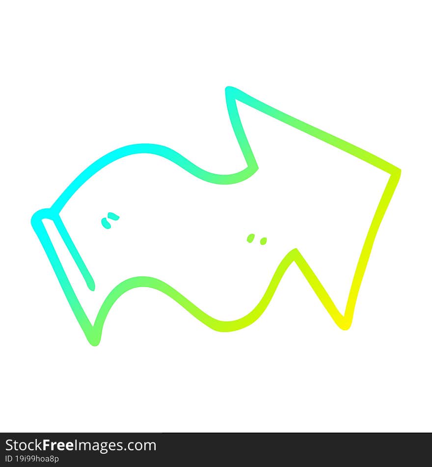 cold gradient line drawing cartoon pointing arrow