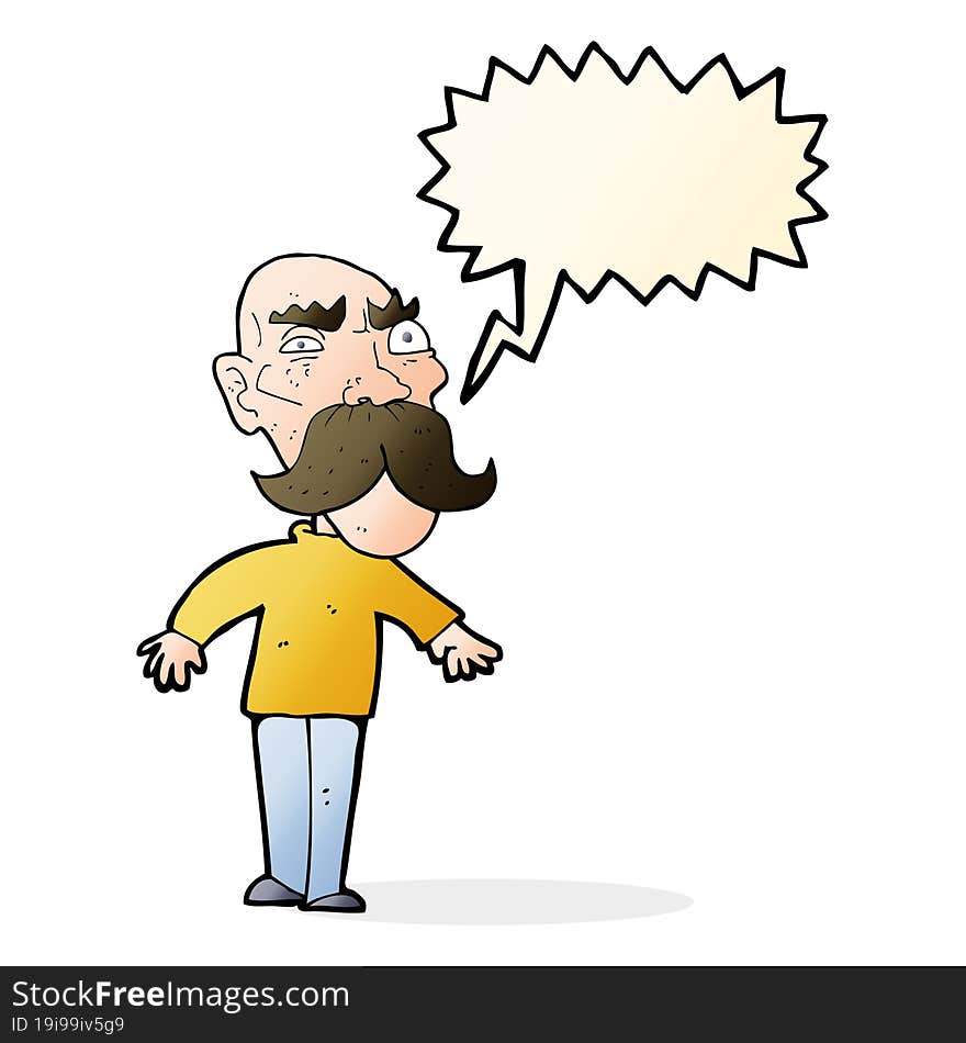 cartoon angry old man with speech bubble