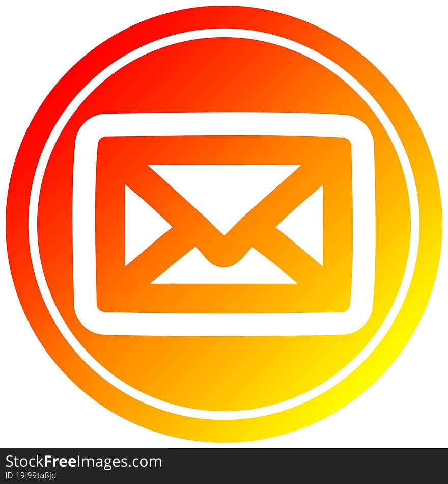 envelope letter circular icon with warm gradient finish. envelope letter circular icon with warm gradient finish