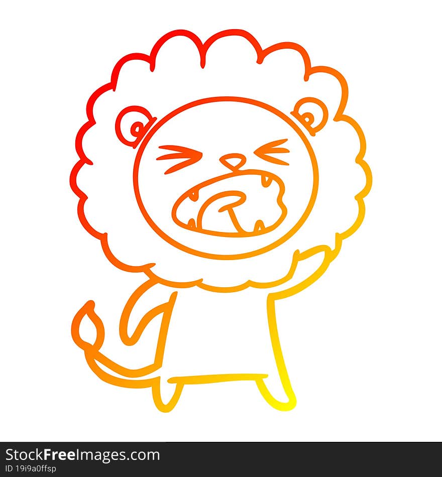 warm gradient line drawing cartoon angry lion