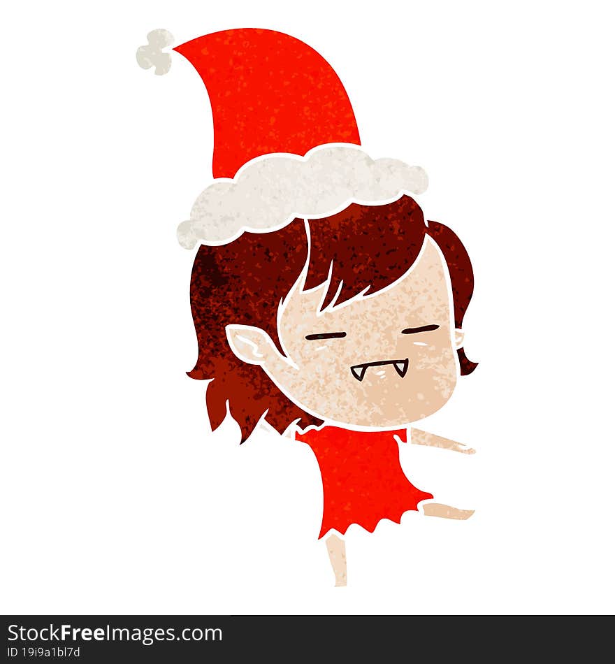 Retro Cartoon Of A Undead Vampire Girl Wearing Santa Hat