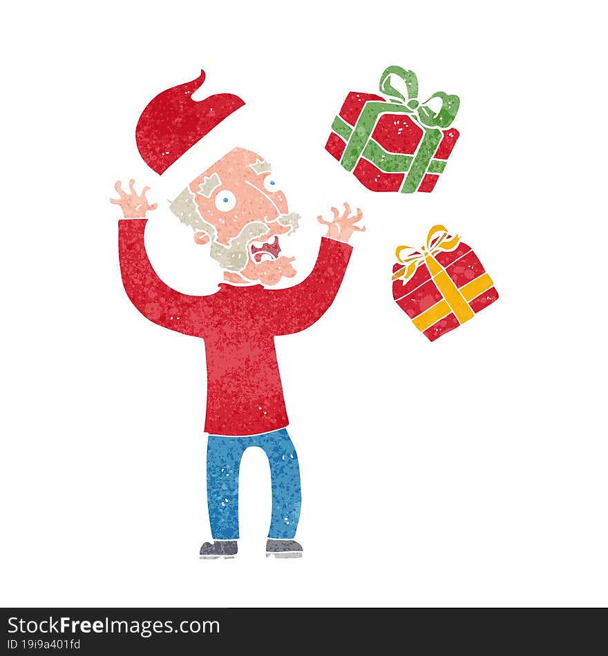 cartoon old man stressing about christmas