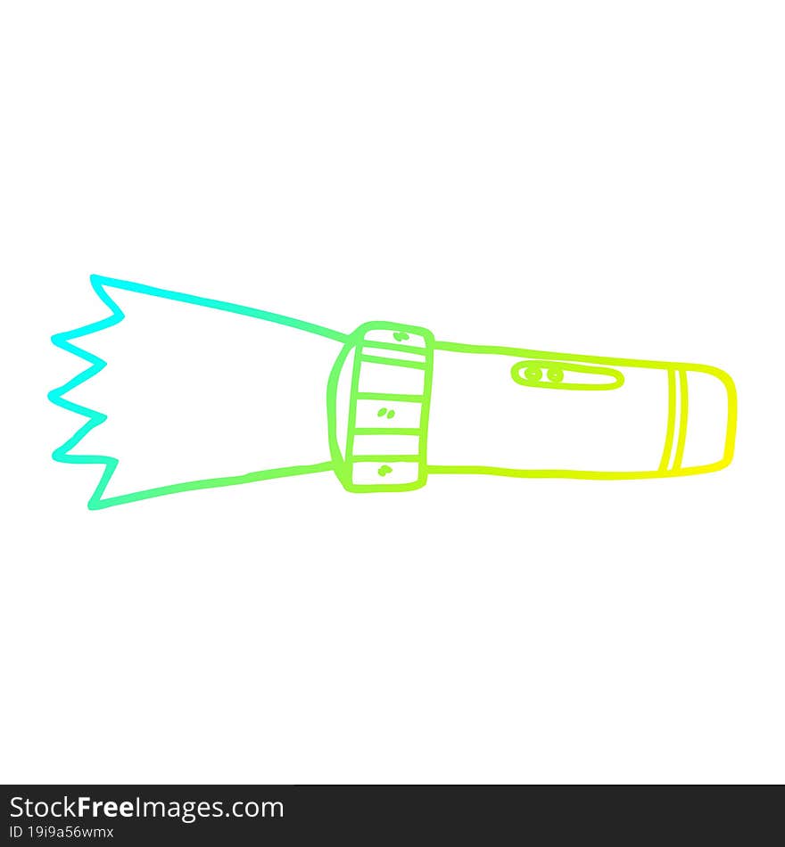 cold gradient line drawing of a cartoon torch