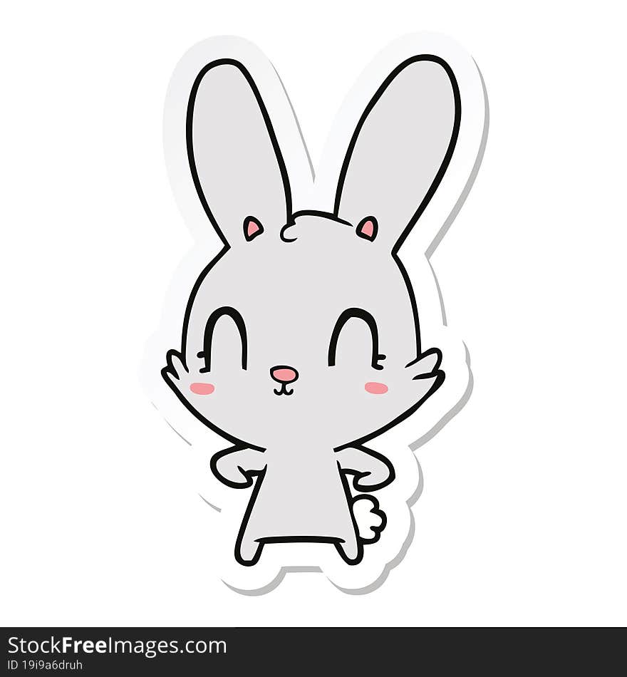 Sticker Of A Cute Cartoon Rabbit