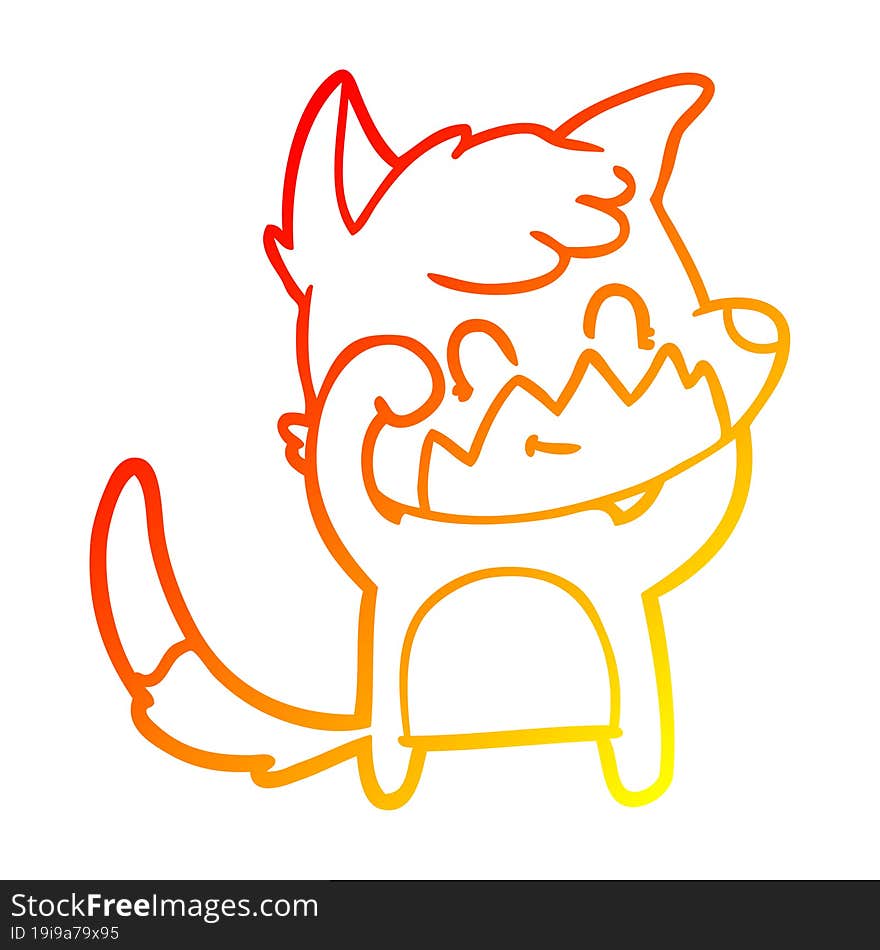 warm gradient line drawing cartoon friendly fox