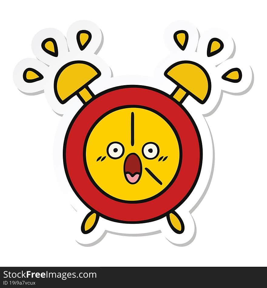 Sticker Of A Cute Cartoon Alarm Clock