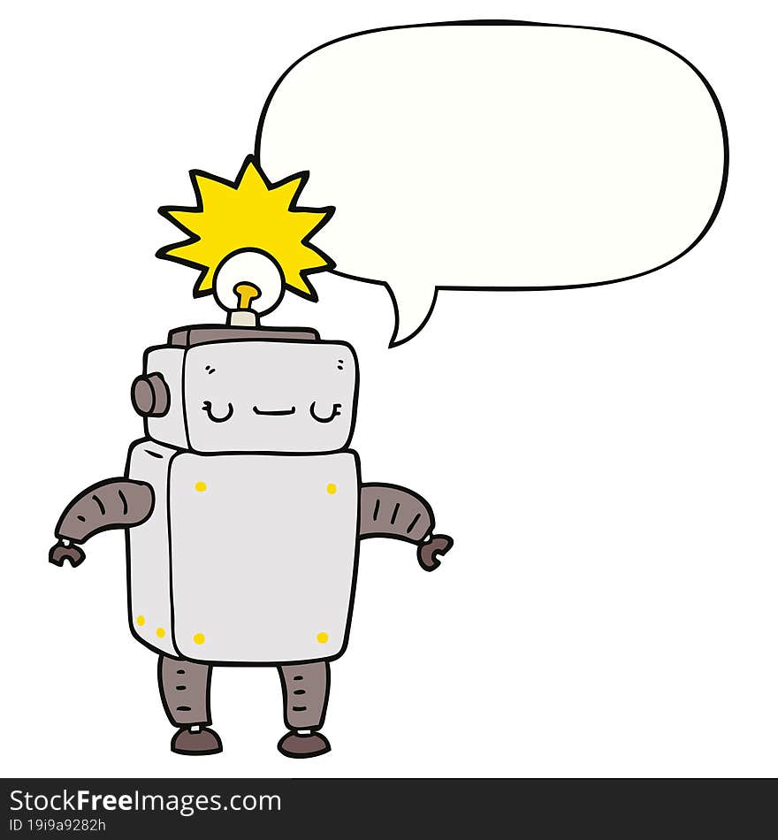 Cartoon Robot And Speech Bubble