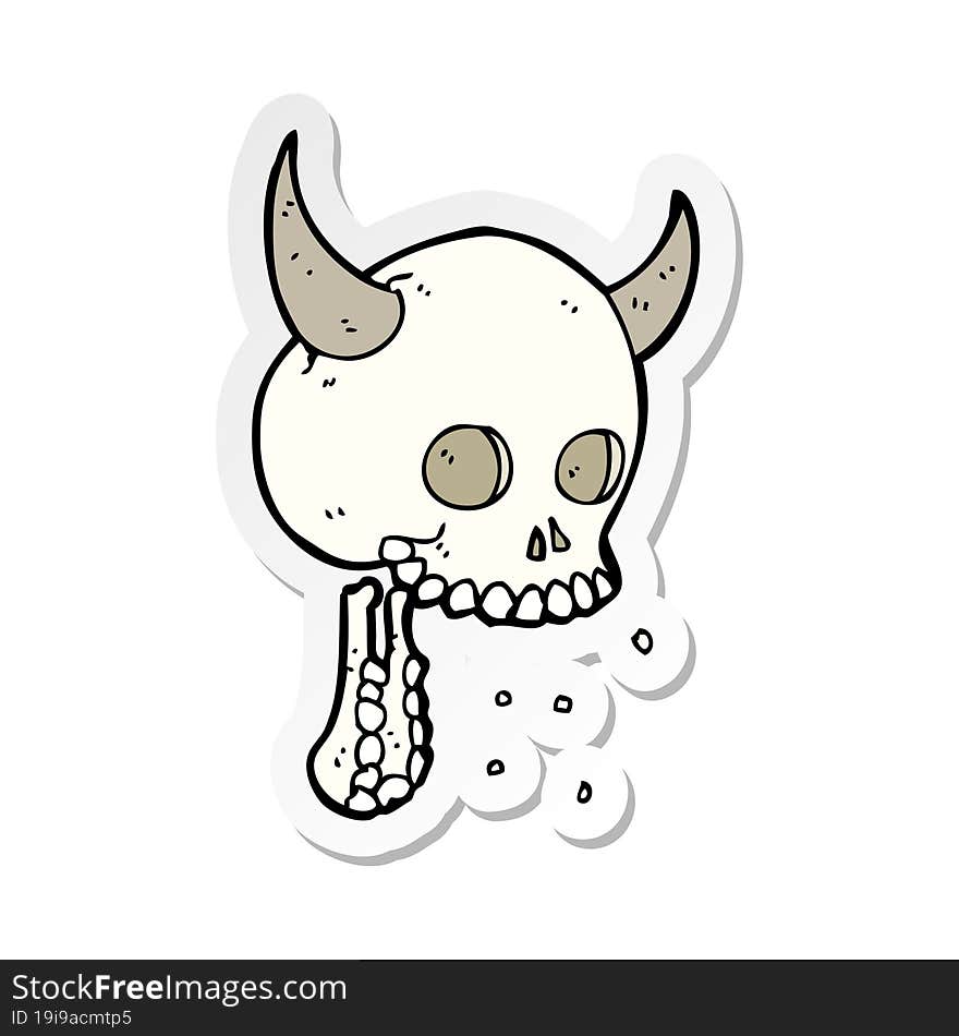 sticker of a cartoon spooky skull