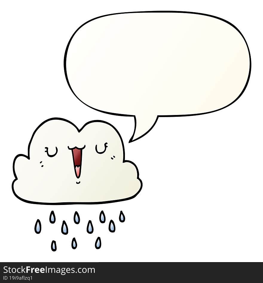 cartoon storm cloud and speech bubble in smooth gradient style