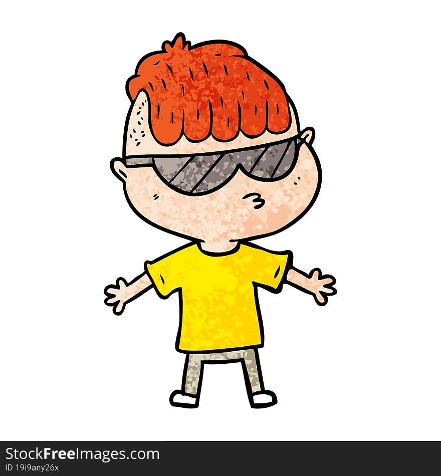 cartoon boy wearing sunglasses. cartoon boy wearing sunglasses