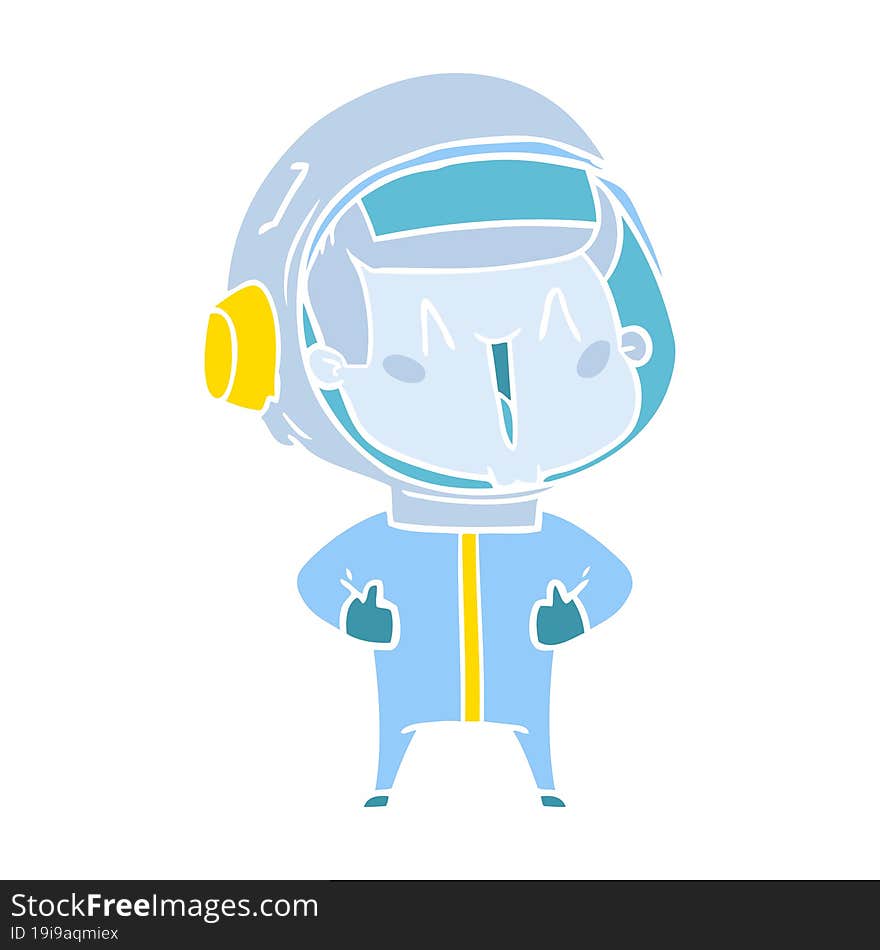 Happy Flat Color Style Cartoon Astronaut