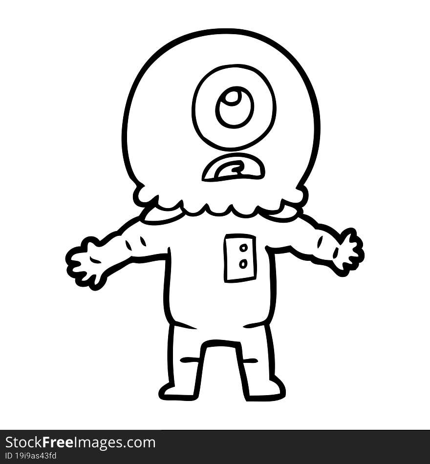 cartoon cyclops alien spaceman. cartoon cyclops alien spaceman