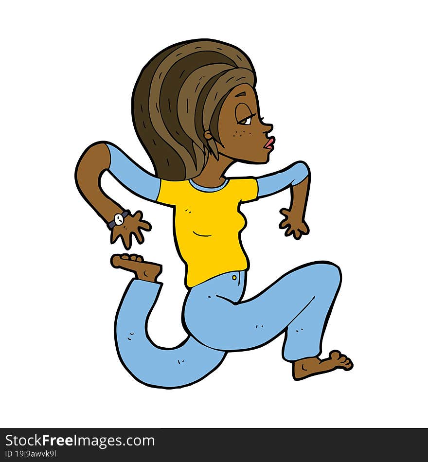 cartoon woman running