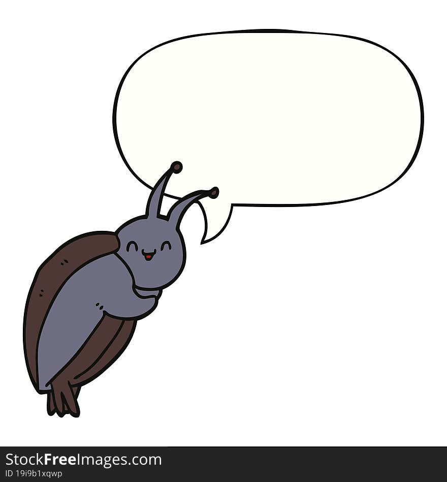 Cute Cartoon Beetle And Speech Bubble