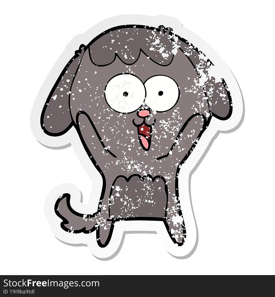 Distressed Sticker Of A Cute Cartoon Dog