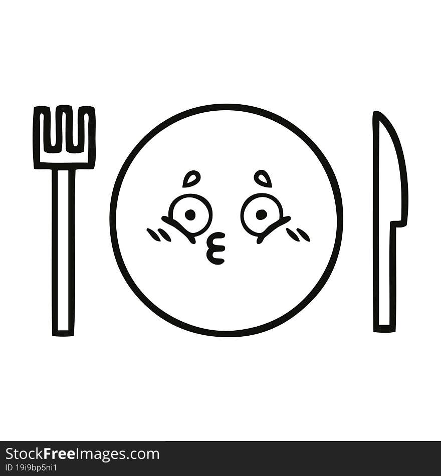 line drawing cartoon dinner plate