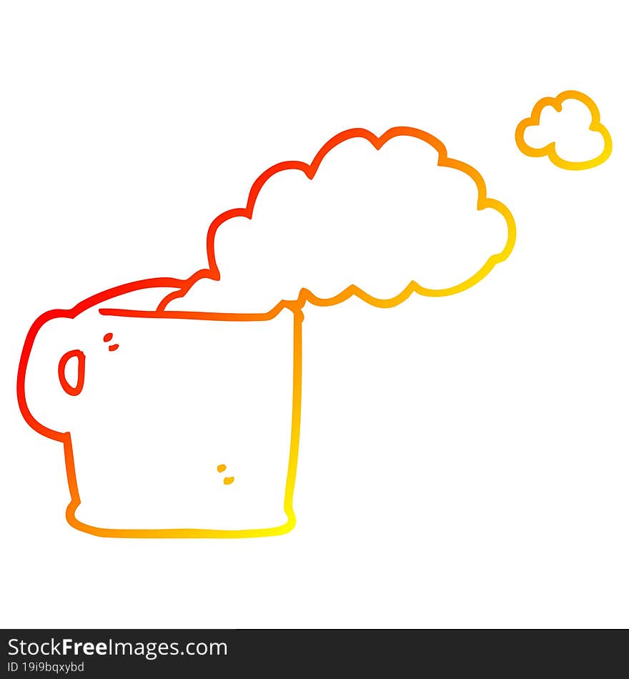 Warm Gradient Line Drawing Cartoon Hot Coffee