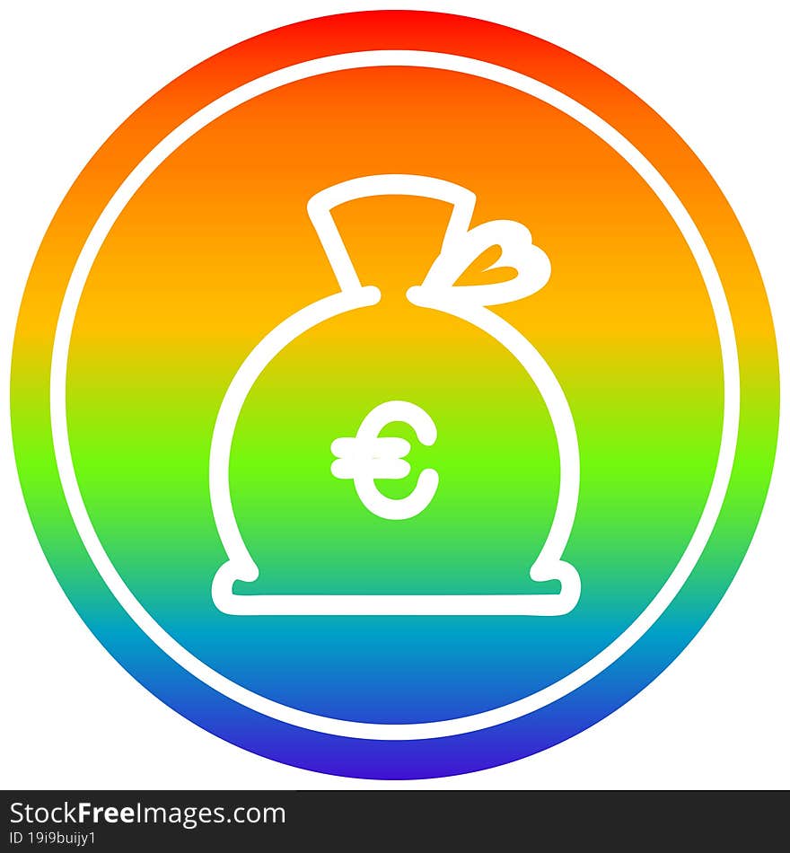 money sack circular in rainbow spectrum