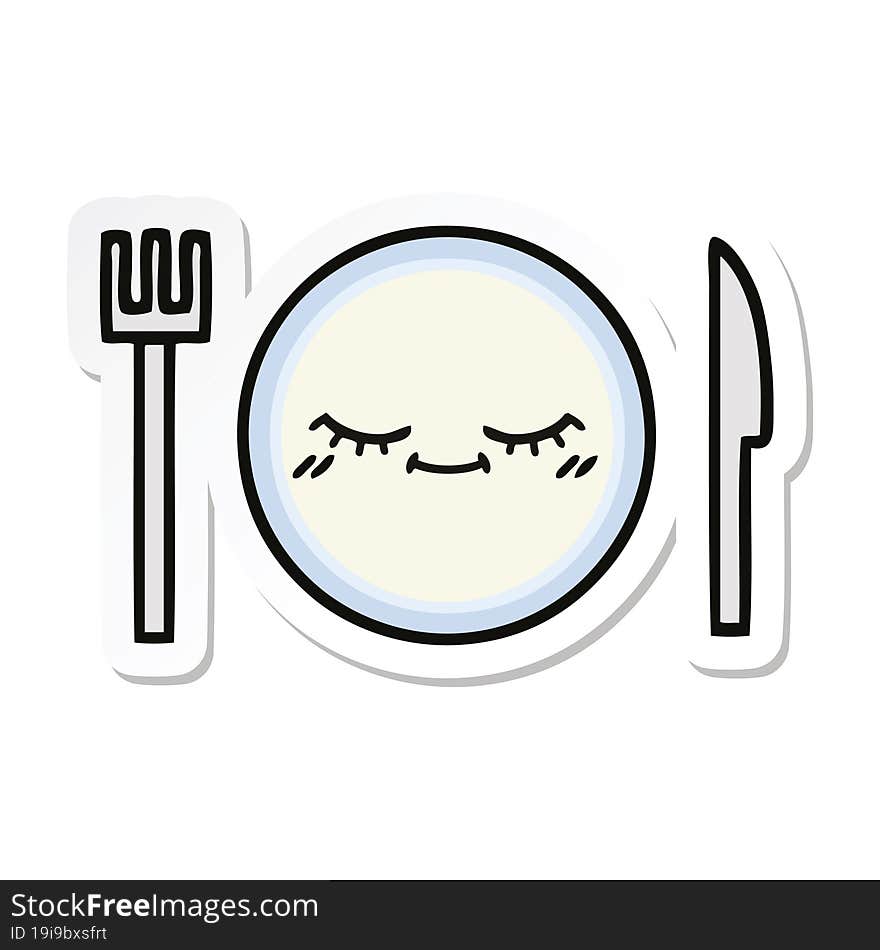 sticker of a cute cartoon dinner plate