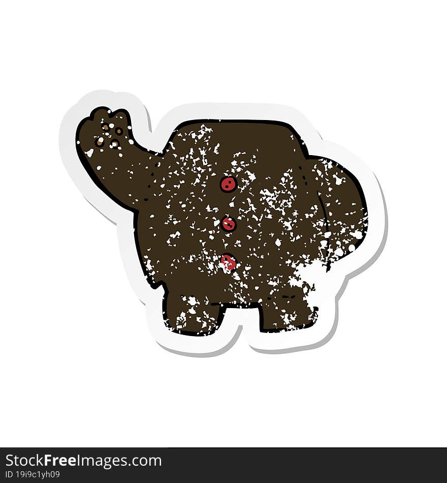 retro distressed sticker of a cartoon black bear body