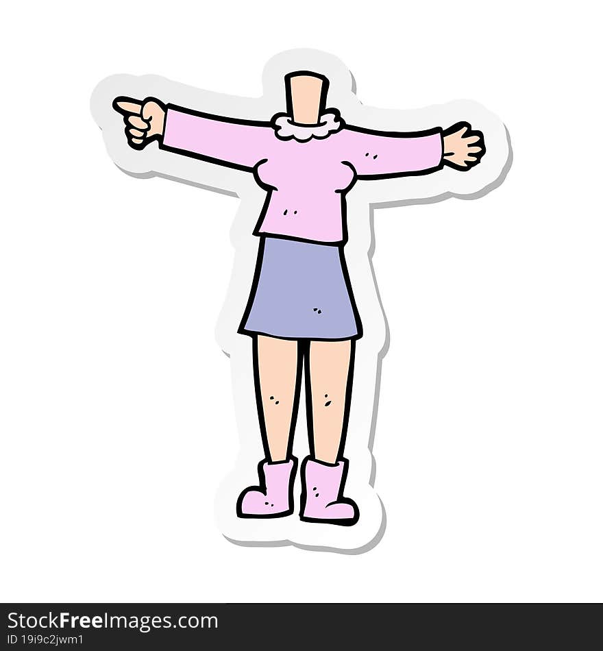 sticker of a cartoon female body