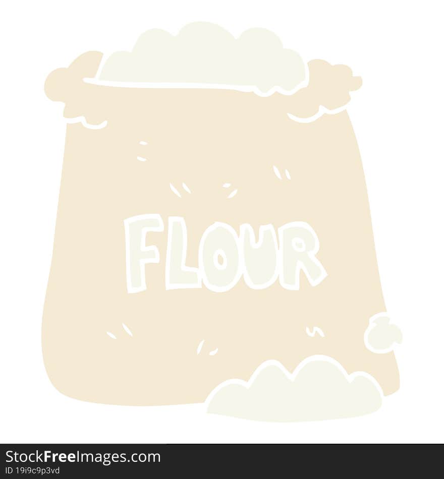 flat color illustration of a cartoon bag of flour